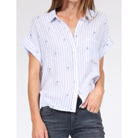 RAILS Mermaid Stripe Whitney Linen Blend Top - Picture 1 of 2